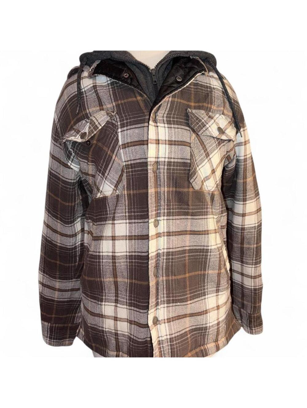 RedHead Men’s Medium Plaid Hooded Flannel Shirt Jacket Quilted Lined